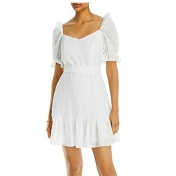 Aqua Smocked Mini Dress‎ White Size M - Picture 1 of 8